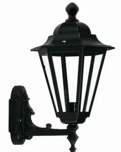 Lido Rustikale Außenleuchte Wand Schwarz Aluminium H:37cm< Außenleuchten Antik|Außenwandleuchten