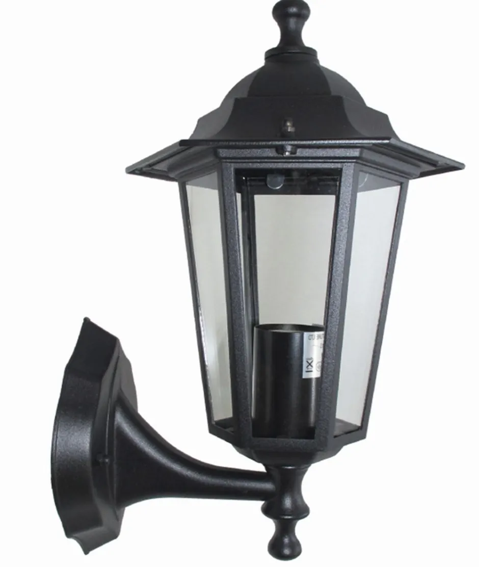 Lido Rustikale Außenwandleuchte Schwarz IP44 Aluminium E27< Außenleuchten Antik|Außenwandleuchten