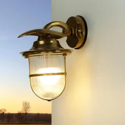 Lido Rustikale Außenwandleuchte aus Echt-Messing KORFU< Rustikale Lampen|Metall Lampen