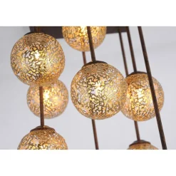 Deckenleuchten|Bürolampen*Paul Neuhaus Rustikale Deckenlampe Metall G9 9-flammig Kugeln Gold