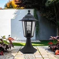 Rustikale Lampen|Wegeleuchten*Lido Rustikale Gartenlampe Schwarz 38cm klein Aluminium
