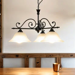 Glaslampen|Rustikale Lampen*Easylight Rustikale Hängelampe verstellbar Schwarz DOROTHEA