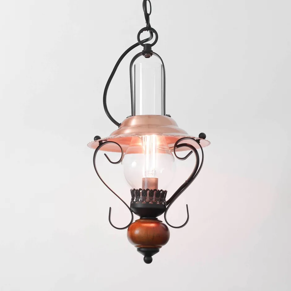 Rabalux Rustikale Hängeleuchte ENNA mit Glasschirm Schwarz Kupfer< Hängelampen|Esszimmer Lampen