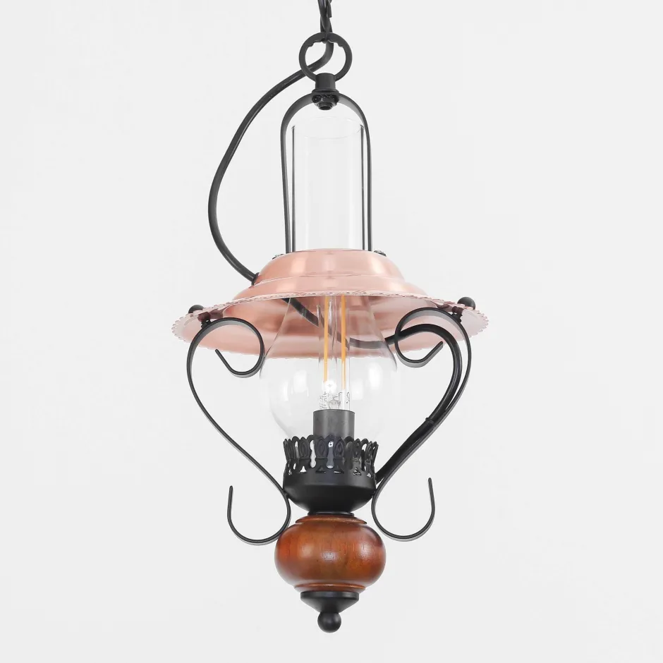 Rabalux Rustikale Hängeleuchte ENNA mit Glasschirm Schwarz Kupfer< Hängelampen|Esszimmer Lampen