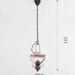 Rabalux Rustikale Hängeleuchte ENNA mit Glasschirm Schwarz Kupfer< Hängelampen|Esszimmer Lampen