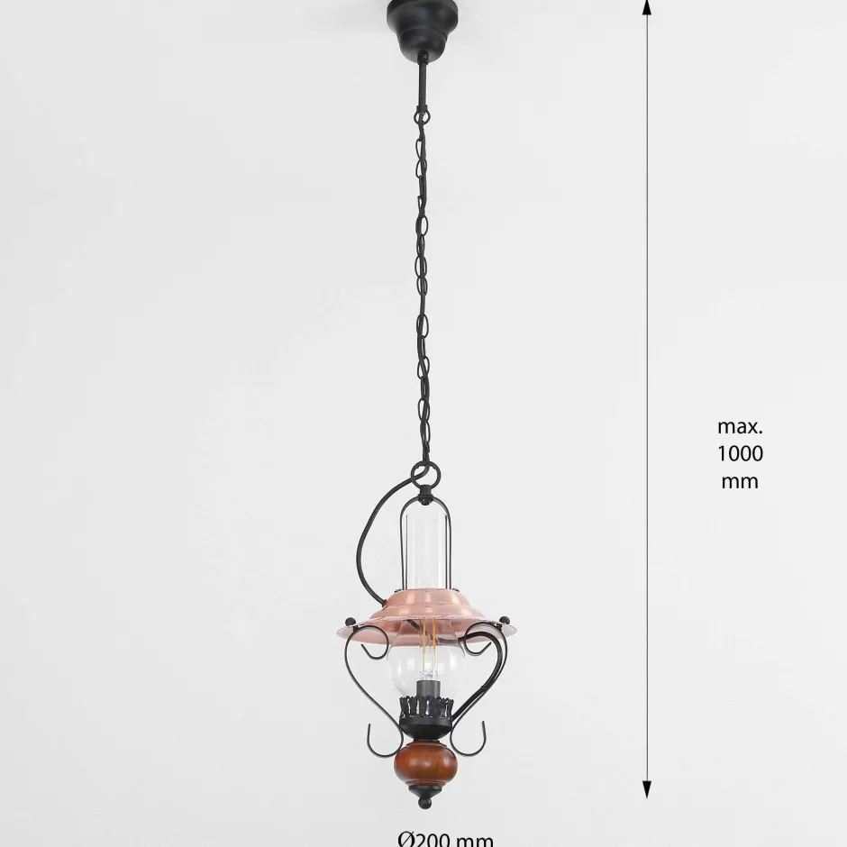 Rabalux Rustikale Hängeleuchte ENNA mit Glasschirm Schwarz Kupfer< Hängelampen|Esszimmer Lampen