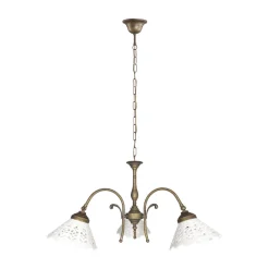 Feuchtraumleuchten|Küchenlampen*Giovanni Battista Rustikale Hängeleuchte 3-flammig Keramik Messing E27