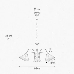 Feuchtraumleuchten|Küchenlampen*Giovanni Battista Rustikale Hängeleuchte 3-flammig Keramik Messing E27