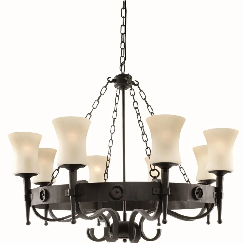 Searchlight Rustikale Hängeleuchte 8-flmg. Eisen< Rustikale Lampen|Holzlampen