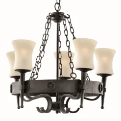 Rustikale Lampen|Holzlampen*Searchlight Rustikale Hängeleuchte 5-flmg. Eisen