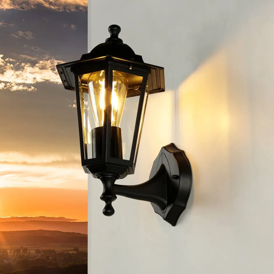 Rustikale Lampen|Rustikale Außenleuchten*Easylight Rustikale Laternen Außenwandleuchte PARIS Schwarz