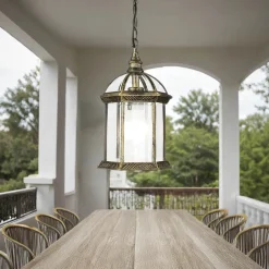 Rustikale Lampen|Hängeleuchten Außen*Easylight Rustikale Pendelleuchte Gold Antik für Außen WIEN