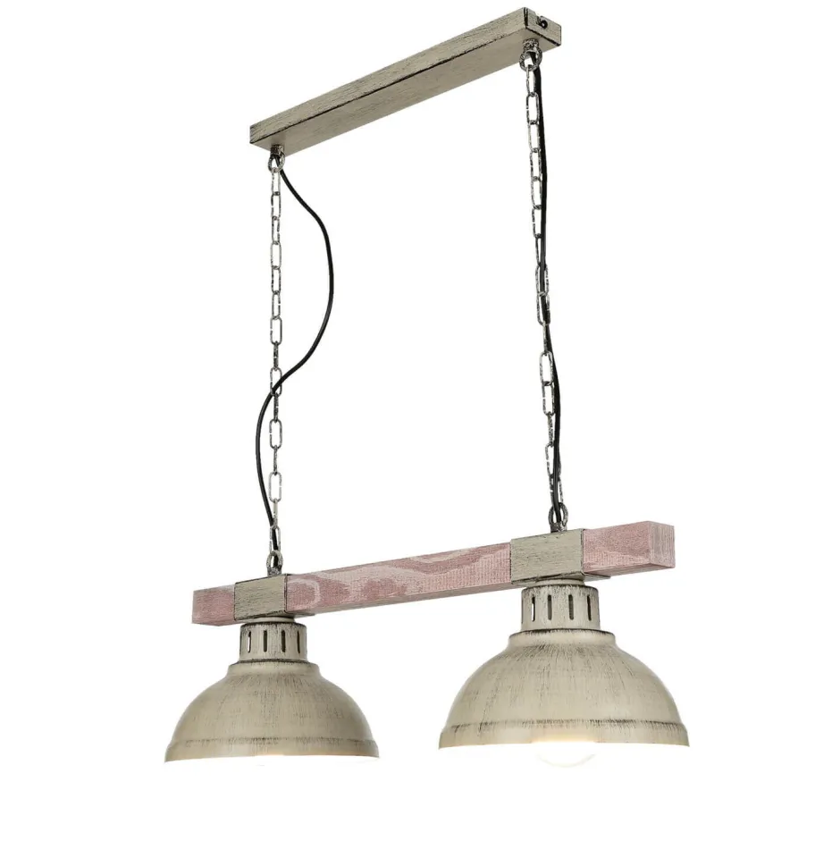 Holzlampen|Vintage Lampen*Luminex Rustikale Pendelleuchte HAKON Shabby Weiß Echt Holz