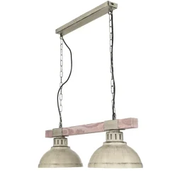 Holzlampen|Vintage Lampen*Luminex Rustikale Pendelleuchte HAKON Shabby Weiß Echt Holz