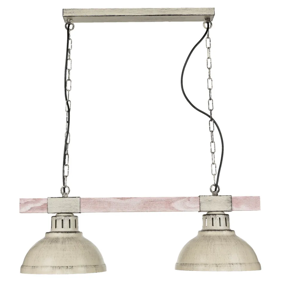 Holzlampen|Vintage Lampen*Luminex Rustikale Pendelleuchte HAKON Shabby Weiß Echt Holz