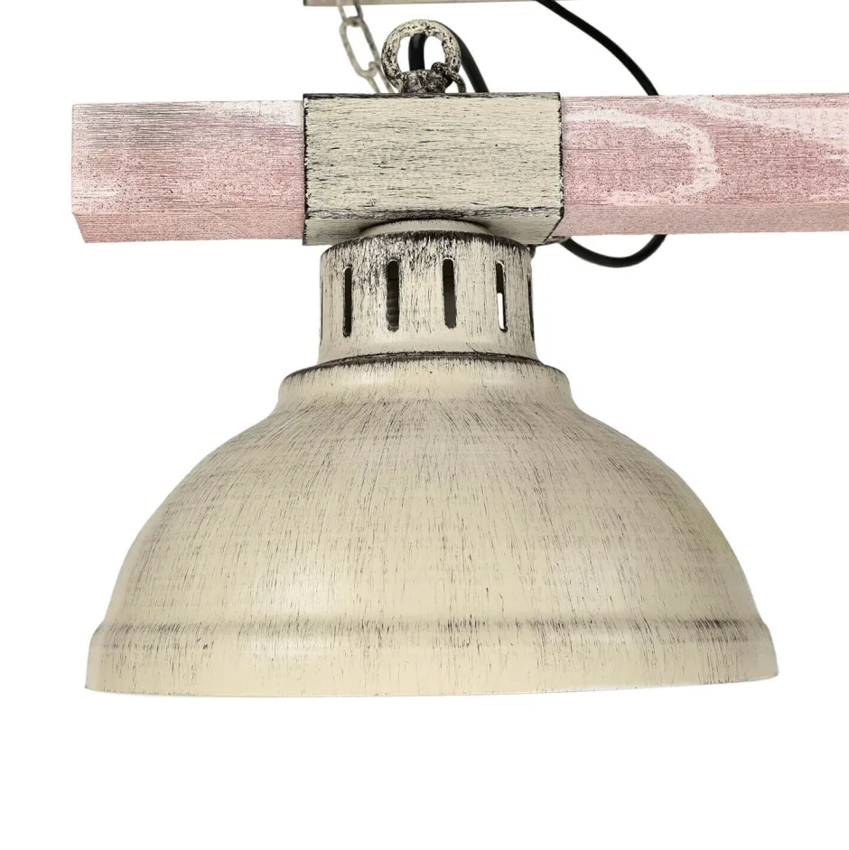 Holzlampen|Vintage Lampen*Luminex Rustikale Pendelleuchte HAKON Shabby Weiß Echt Holz