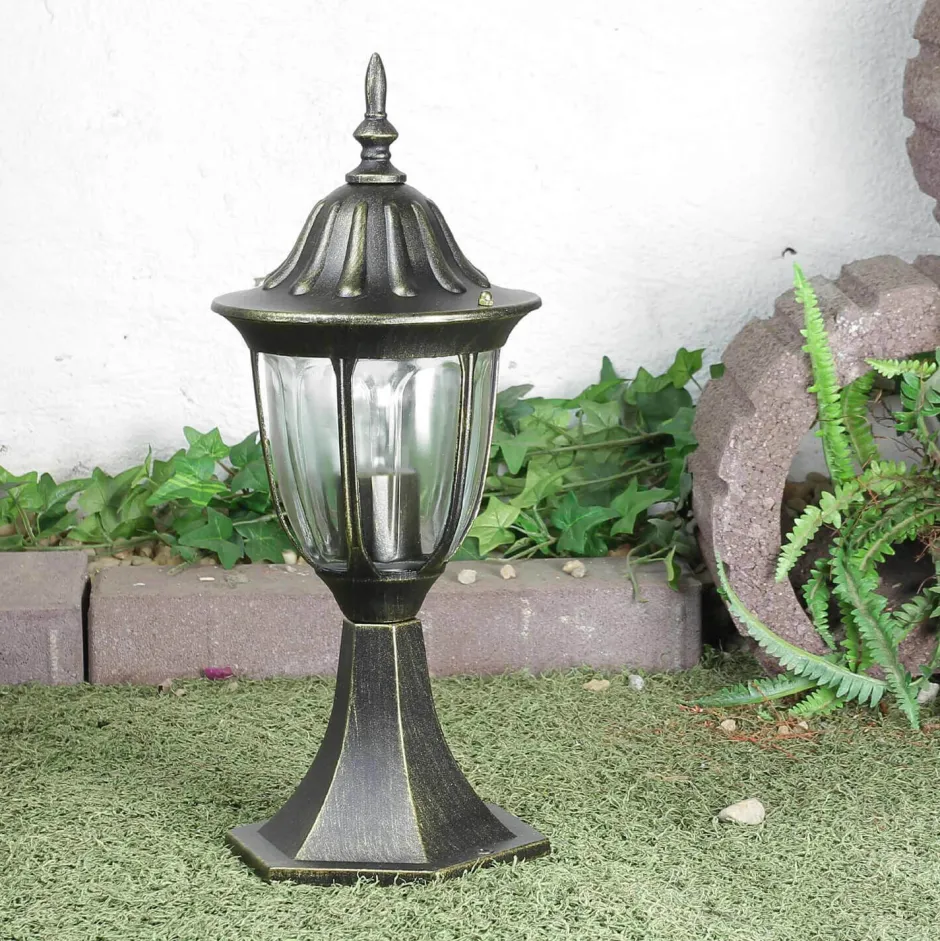 Rustikale Lampen|Wegeleuchten*Easylight Rustikale Sockelleuchte MILANO Gold Antik 40cm hoch