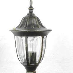 Rustikale Lampen|Wegeleuchten*Easylight Rustikale Sockelleuchte MILANO Gold Antik 40cm hoch