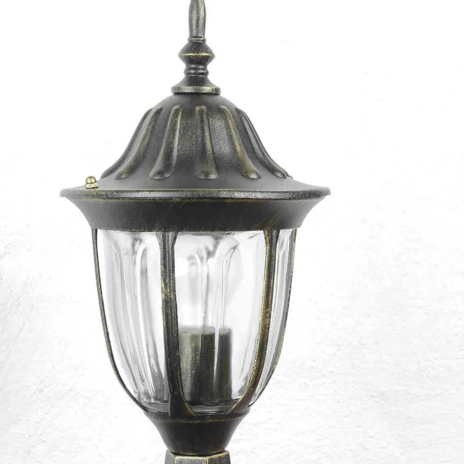 Rustikale Lampen|Wegeleuchten*Easylight Rustikale Sockelleuchte MILANO Gold Antik 40cm hoch