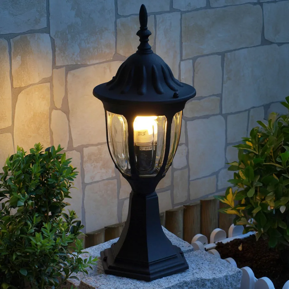 Rustikale Lampen|Wegeleuchten*Rabalux Rustikale Sockelleuchte MILANO Schwarz 43cm IP43