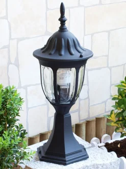 Rustikale Lampen|Wegeleuchten*Rabalux Rustikale Sockelleuchte MILANO Schwarz 43cm IP43