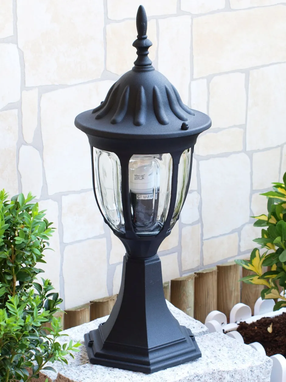 Rustikale Lampen|Wegeleuchten*Rabalux Rustikale Sockelleuchte MILANO Schwarz 43cm IP43