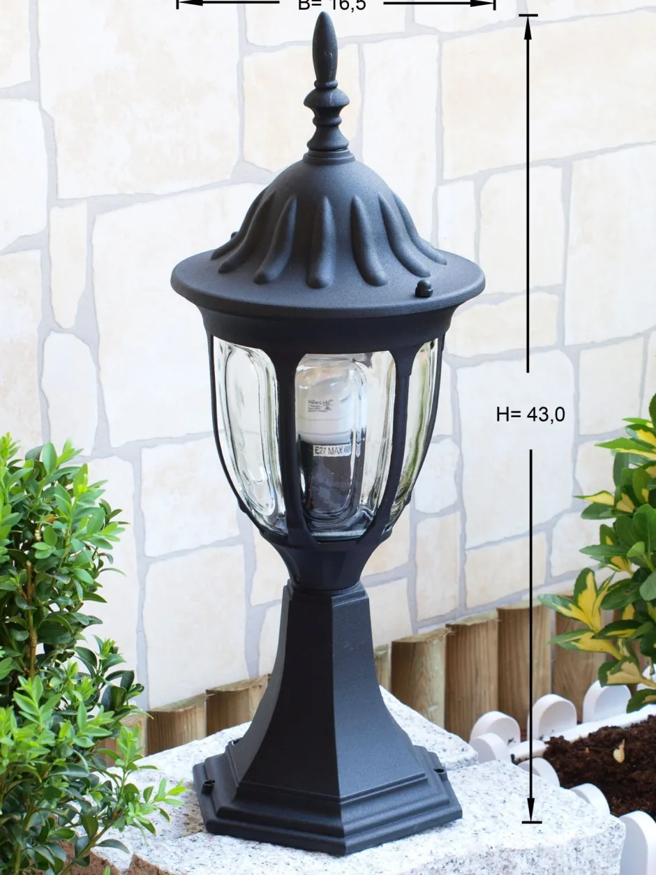 Rustikale Lampen|Wegeleuchten*Rabalux Rustikale Sockelleuchte MILANO Schwarz 43cm IP43