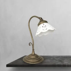 Giovanni Battista Rustikale TischlampeMessing Keramik 32,5cm schwenkbar E14< Tischlampen|Badezimmer Lampe