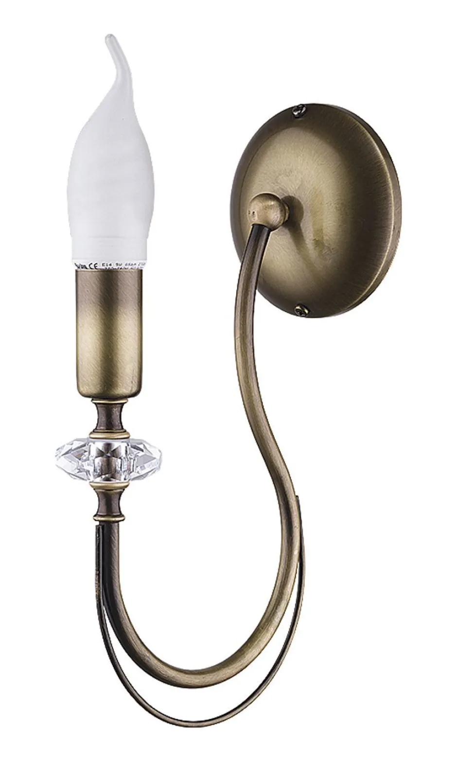 Jupiter Rustikale Wandlampe in Messing Metall H:31 cm E14 Antik< Wandleuchten|Rustikale Lampen