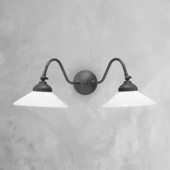 Giovanni Battista Rustikale Wandlampe SOFIA Messing Glas 2-flammig schwenkbar< Spots|Flurlampen