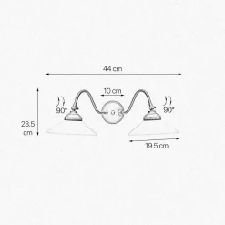 Giovanni Battista Rustikale Wandlampe SOFIA Messing Glas 2-flammig schwenkbar< Spots|Flurlampen