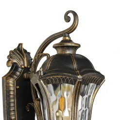 Rustikale Lampen|Rustikale Außenleuchten*Easylight Rustikale Wandlaterne außen IP44 Schwarz Gold antik