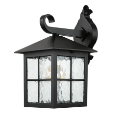 Metall Lampen|Rustikale Lampen*SU-MA Rustikale Wandlaterne BAARLE IP43 Ornamentglas