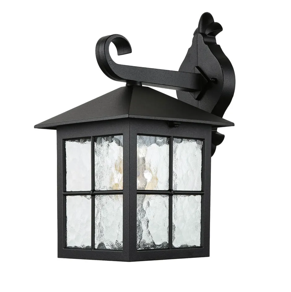 Metall Lampen|Rustikale Lampen*SU-MA Rustikale Wandlaterne BAARLE IP43 Ornamentglas