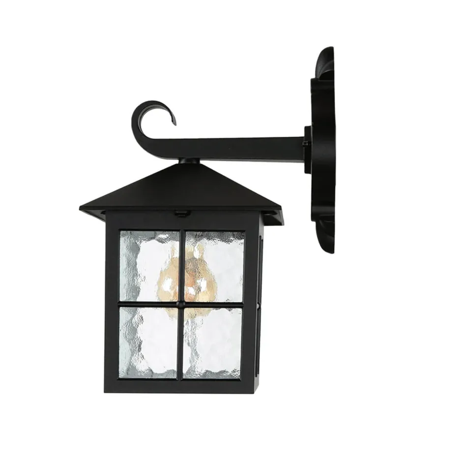 Metall Lampen|Rustikale Lampen*SU-MA Rustikale Wandlaterne BAARLE IP43 Ornamentglas