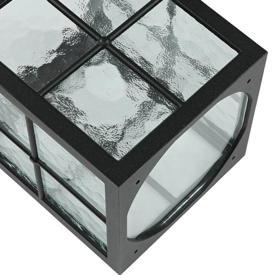 Metall Lampen|Rustikale Lampen*SU-MA Rustikale Wandlaterne BAARLE IP43 Ornamentglas