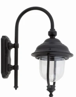 Außenleuchten Antik|Außenwandleuchten*Lido Rustikale Wandlaterne Schwarz IP44 E27 H:40cm elegant