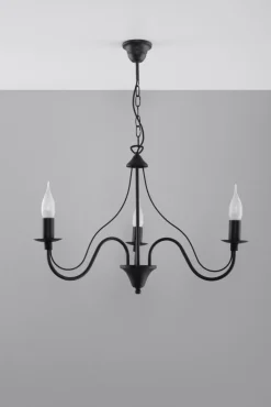 Sollux Rustikaler Kronleuchter E14 FIORANO in Schwarz< Hängelampen|Esszimmer Lampen