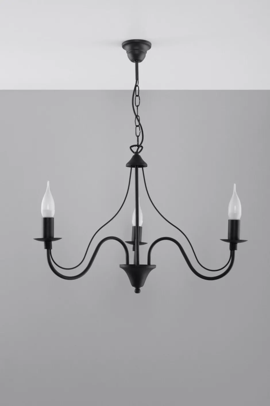 Sollux Rustikaler Kronleuchter E14 FIORANO in Schwarz< Hängelampen|Esszimmer Lampen