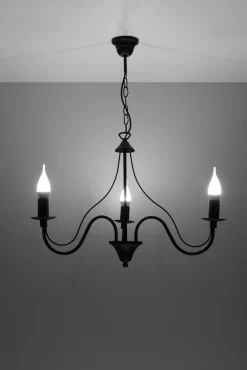 Sollux Rustikaler Kronleuchter E14 FIORANO in Schwarz< Hängelampen|Esszimmer Lampen