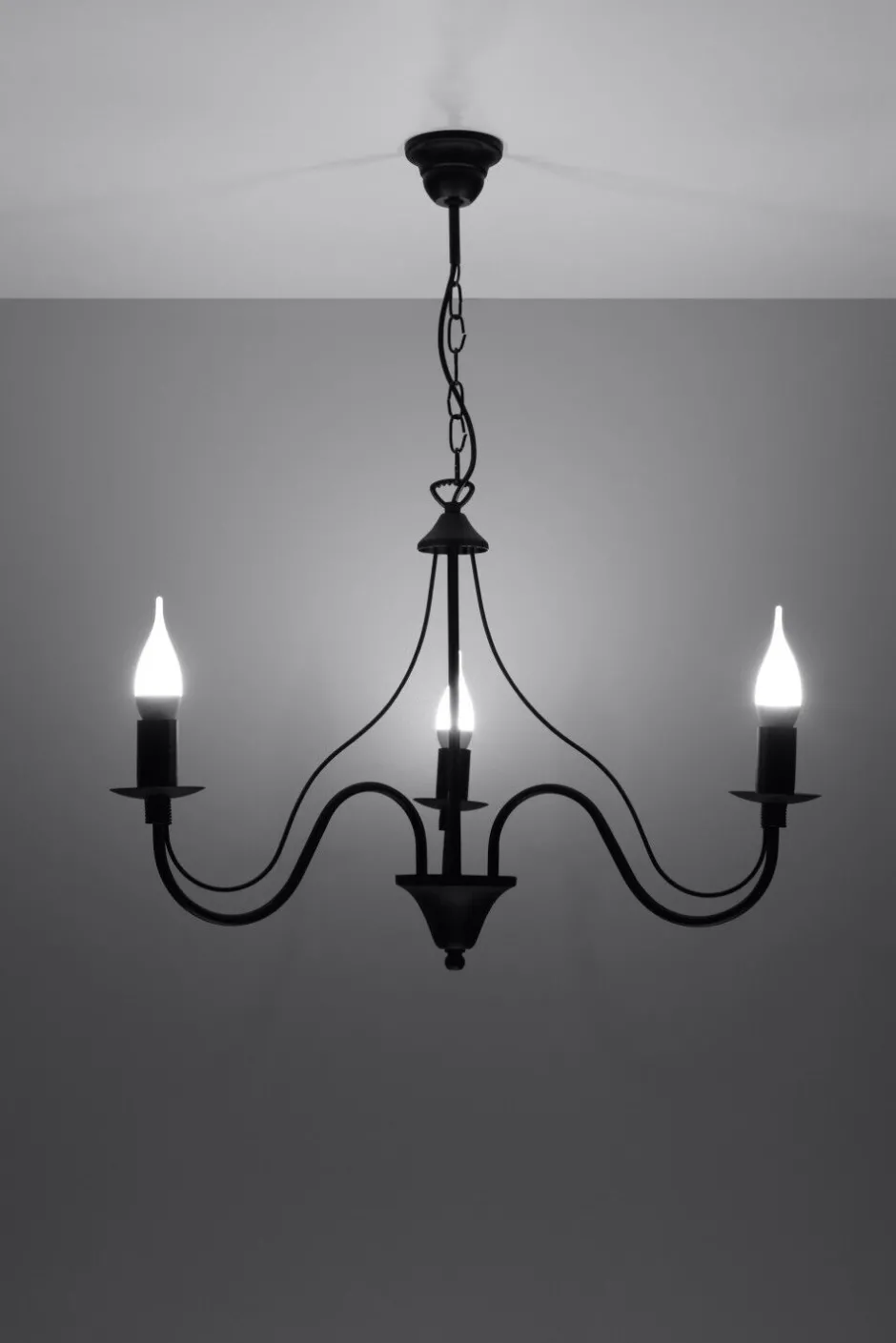 Sollux Rustikaler Kronleuchter E14 FIORANO in Schwarz< Hängelampen|Esszimmer Lampen