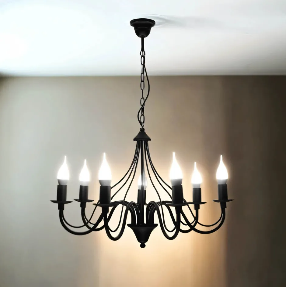 Sollux Rustikaler Kronleuchter FIORANO in Schwarz< Rustikale Lampen|Esszimmer Lampen