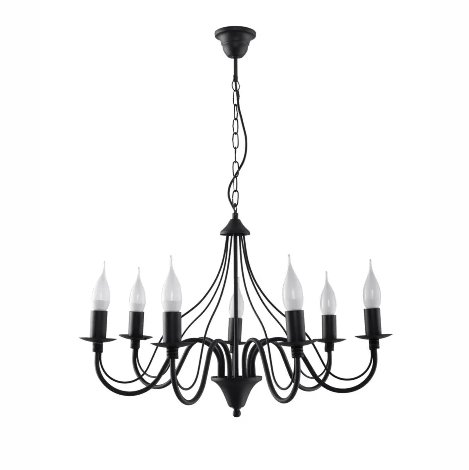 Sollux Rustikaler Kronleuchter FIORANO in Schwarz< Rustikale Lampen|Esszimmer Lampen