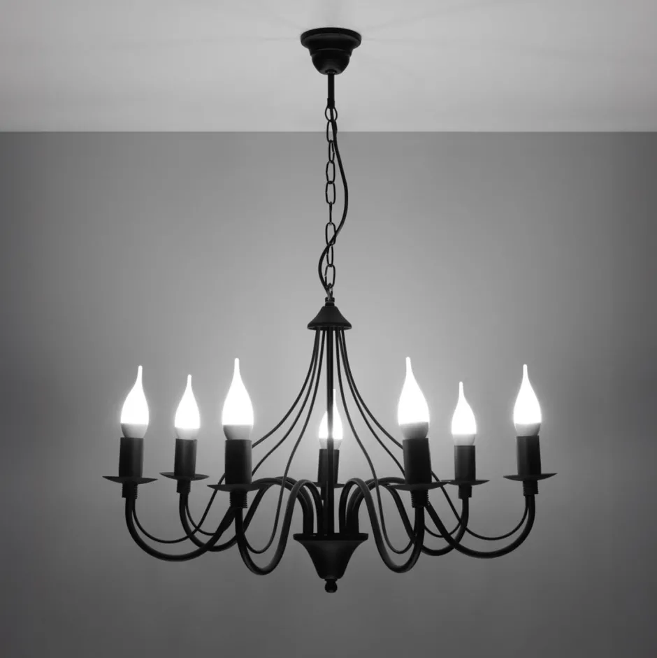 Sollux Rustikaler Kronleuchter FIORANO in Schwarz< Rustikale Lampen|Esszimmer Lampen