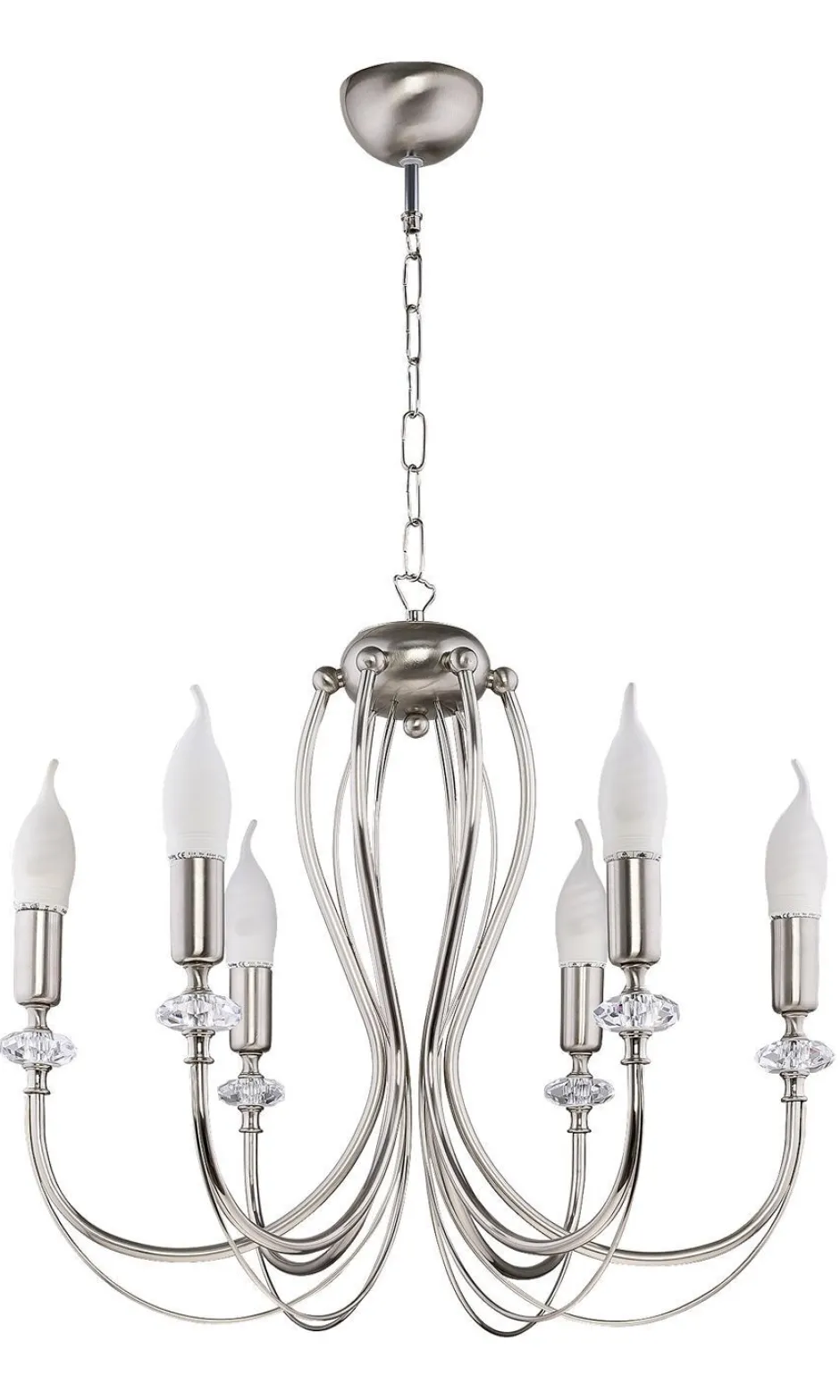 Hängelampen|Bürolampen*Jupiter Rustikaler Kronleuchter Metall in Nickel E14 Kerzen