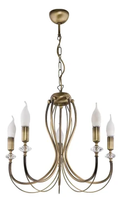 Bürolampen|Rustikale Lampen*Jupiter Rustikaler Kronleuchter Metall in Messing L:52 cm 5-flmg