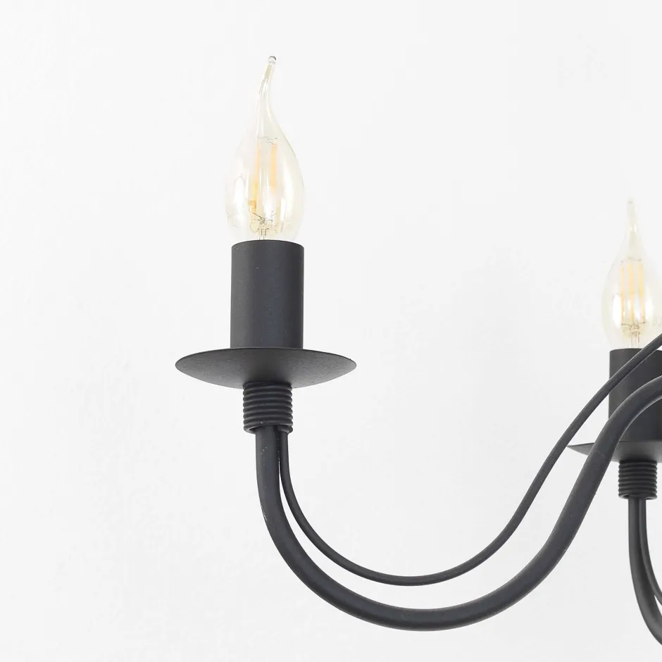 Sollux Rustikaler Kronleuchter Schwarz 5-armig E14 FIORANO< Hängelampen|Esszimmer Lampen