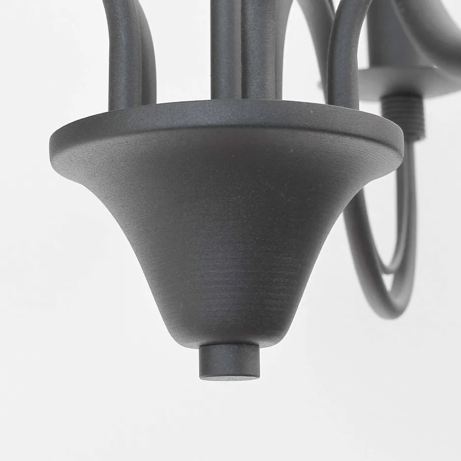 Sollux Rustikaler Kronleuchter Schwarz 5-armig E14 FIORANO< Hängelampen|Esszimmer Lampen