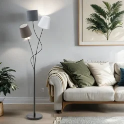 Moderne Lampen|Stofflampen*Eglo Schicke Standleuchte Maronda Anthrazit 3-Flmg