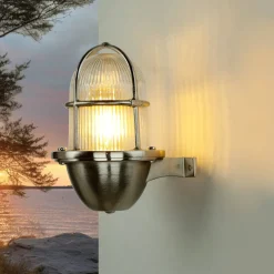 Lido Schiffslampe Messing in Nickel Außen Hof Balkon< Rustikale Lampen|Metall Lampen